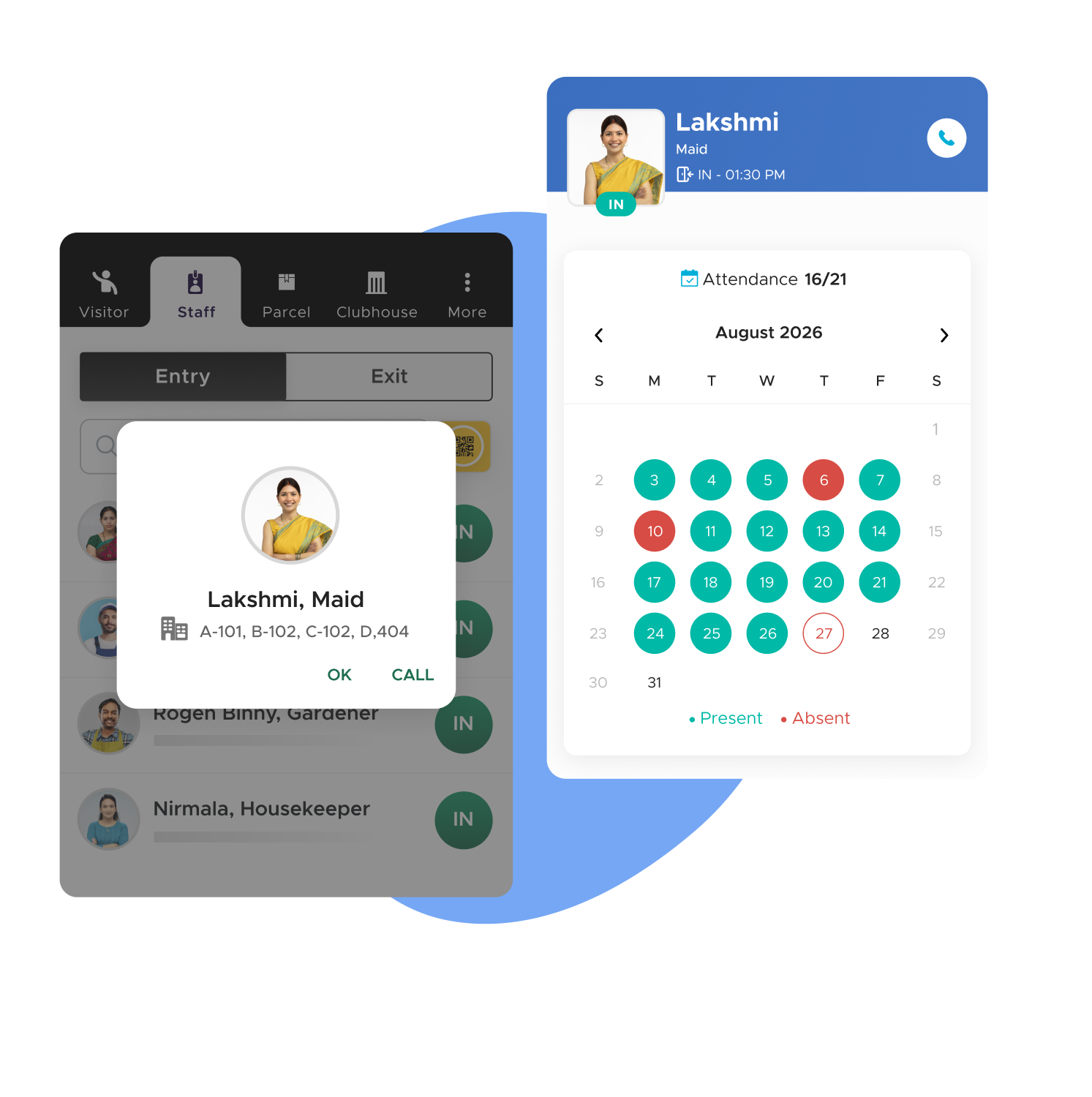 Monthly attendance calendar mockup