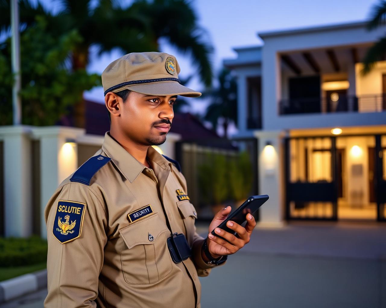 Security guard reporting an incident from the gate using the ADDA Gatekeeper app