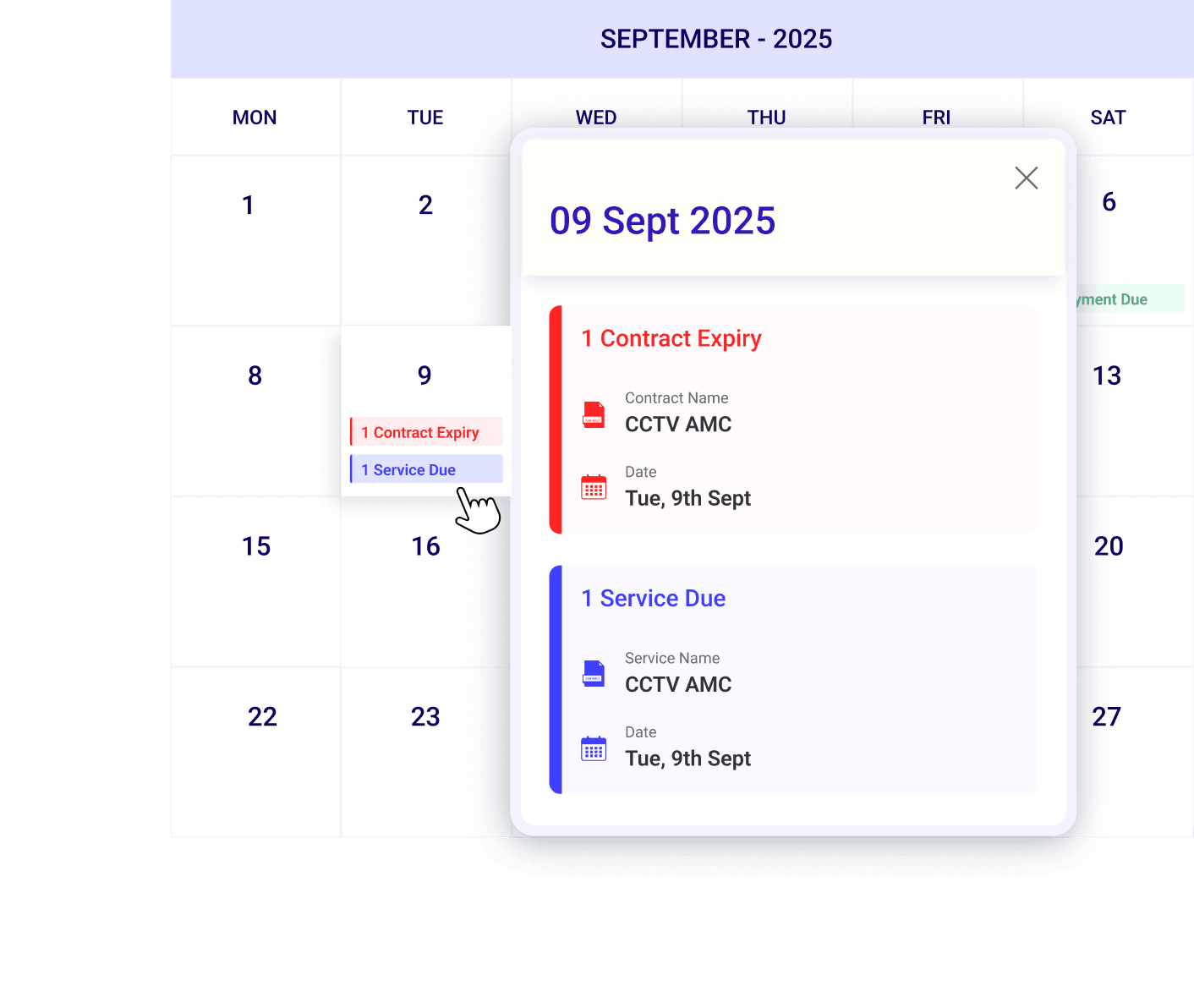 AMC Calendar & Renewal Tracking mockup