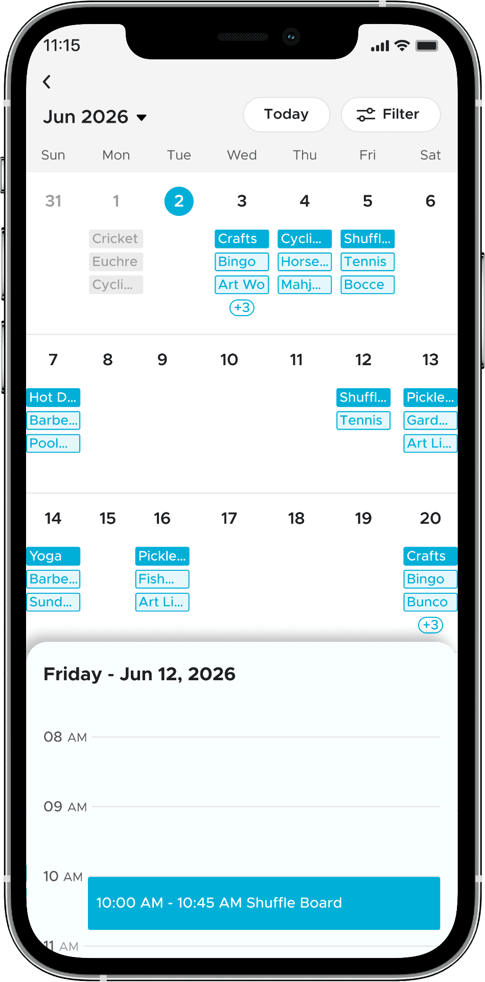 Calendar View for Upcoming Community Events