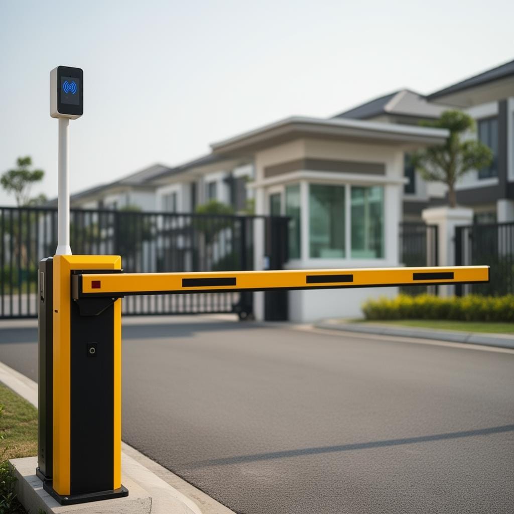 RFID boom barrier at a residential community gate