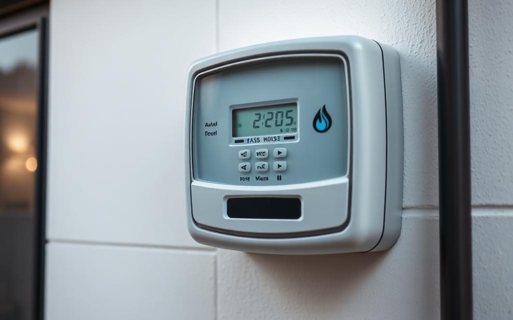 Smart gas meter on exterior wall