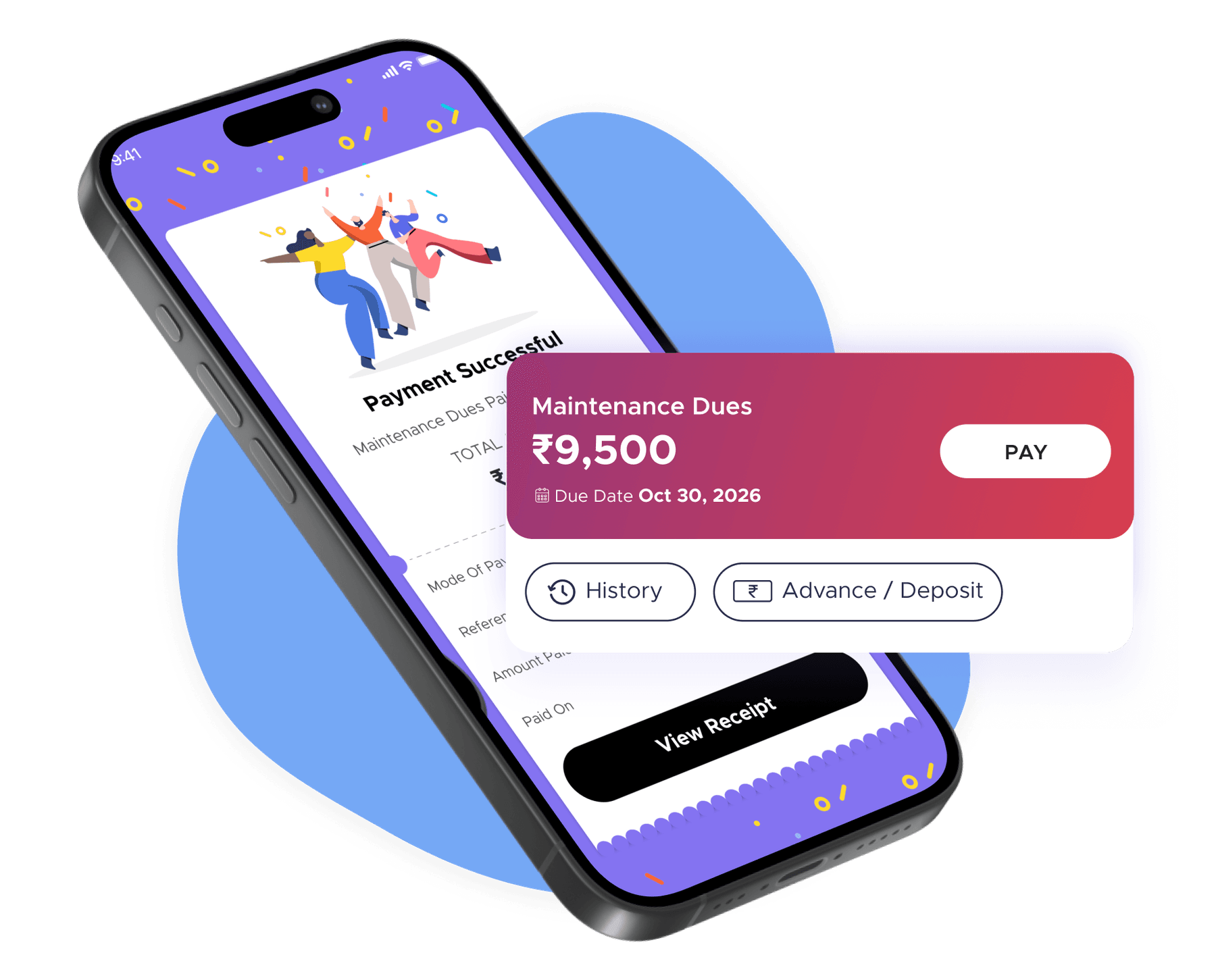 ADDA society maintenance app — pay maintenance dues, view receipts, and track payment history