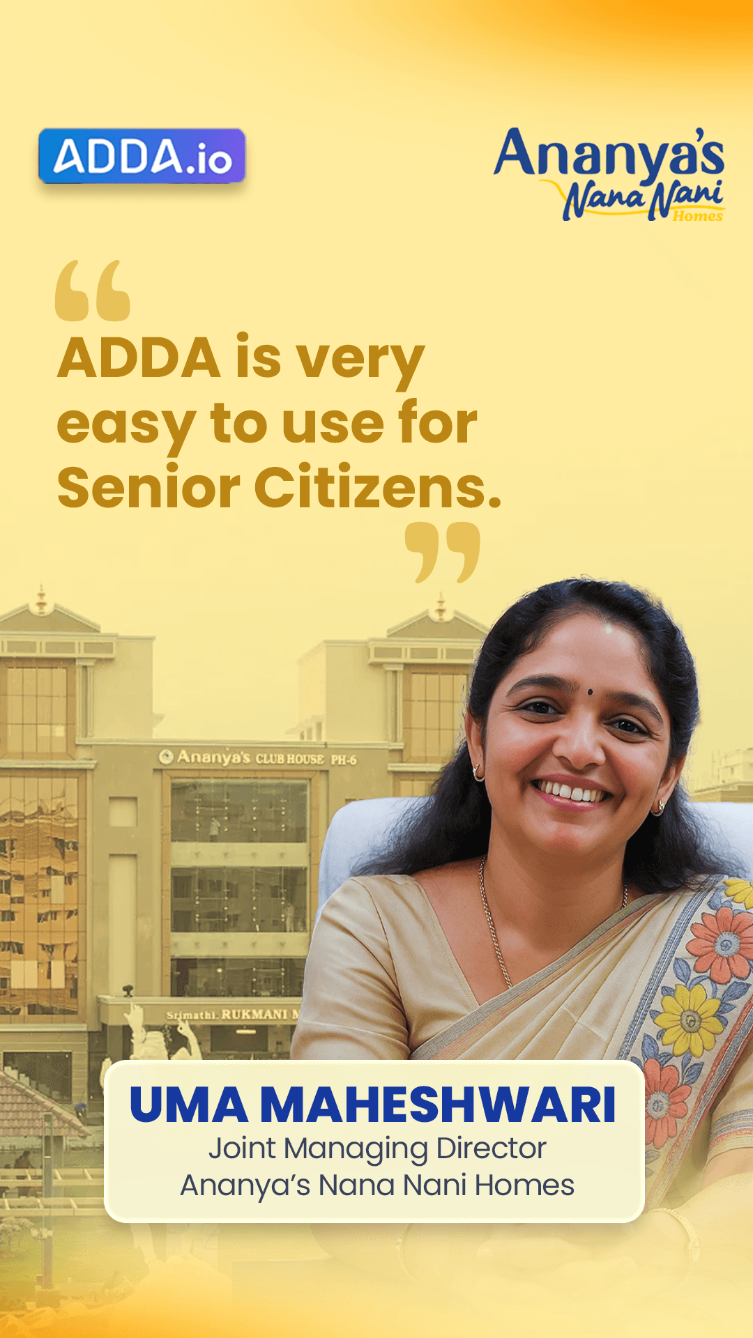 Uma Maheshwari — Ananya's Nana Nani Homes testimonial